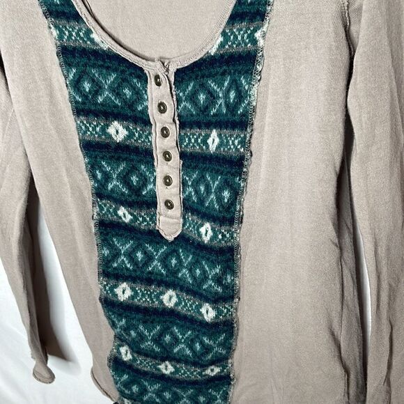 Free People Countryside Fair Isle Henley Top. Size Small. - Picture 4 of 8